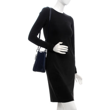 Christian Dior Patent Cannage Medium Lady Dior Navy Blue 2 of 15