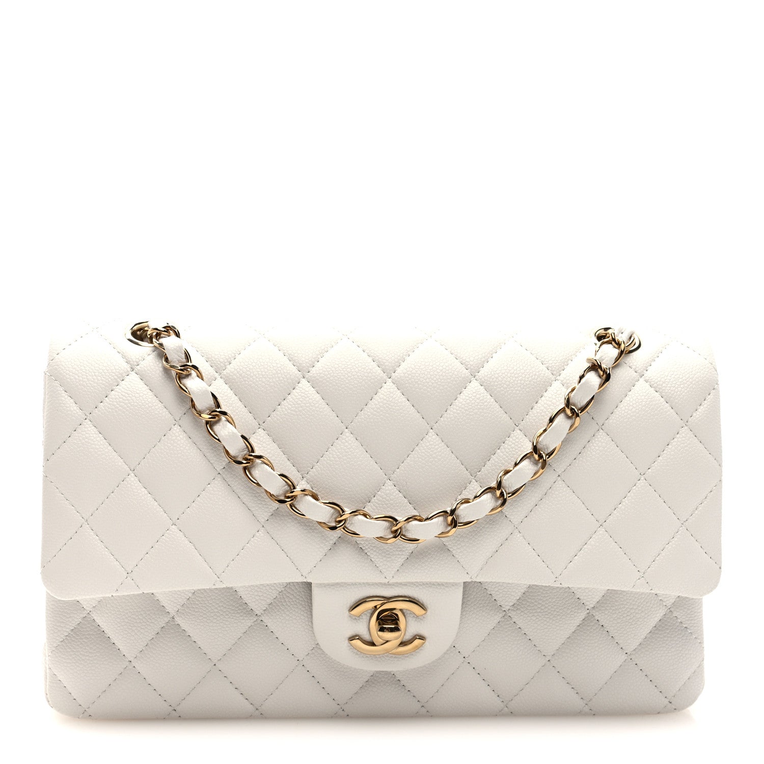 Chanel Caviar Quilted Medium Double Flap White 8 of 11