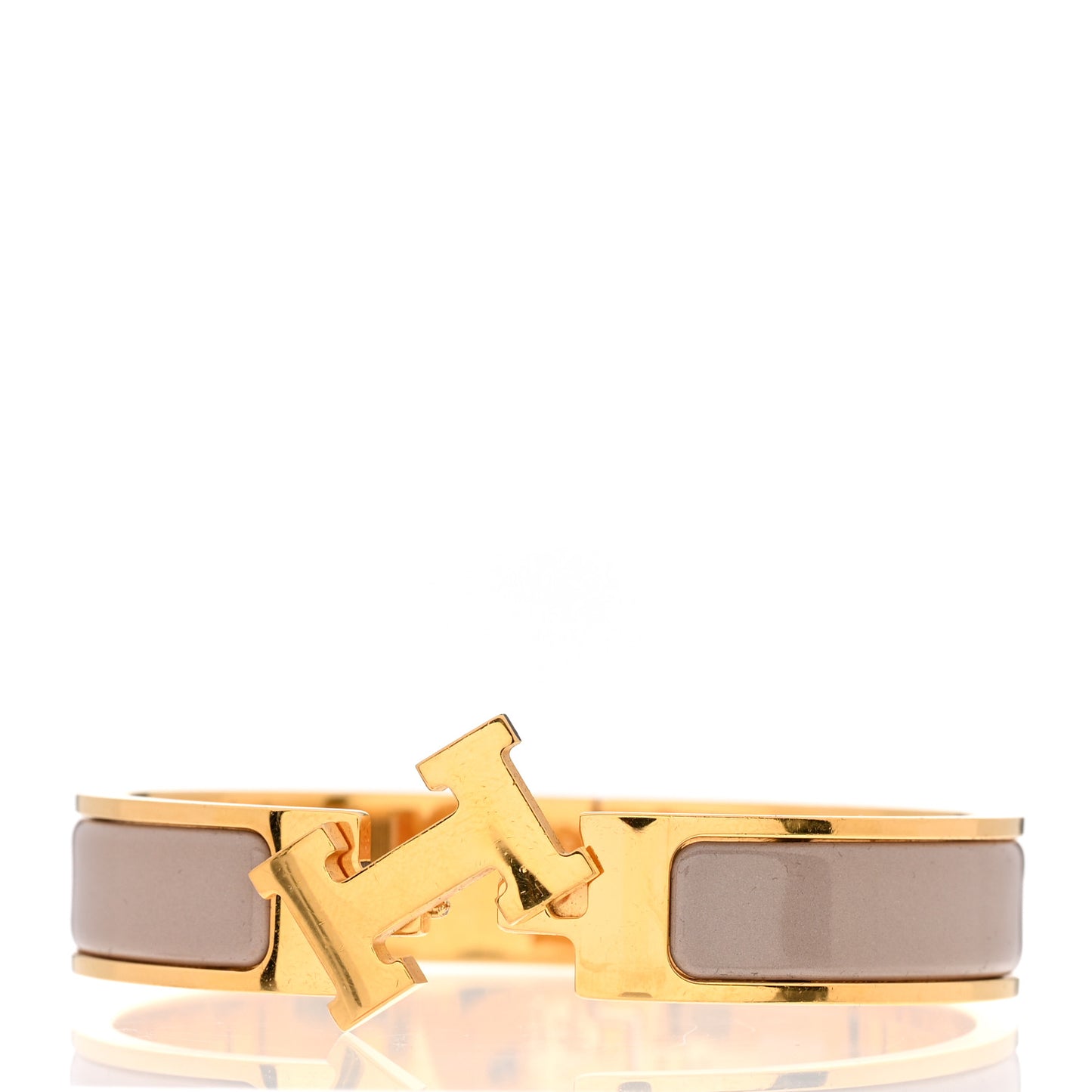 Enamel Narrow Clic Clac H Bracelet PM Marron Glace