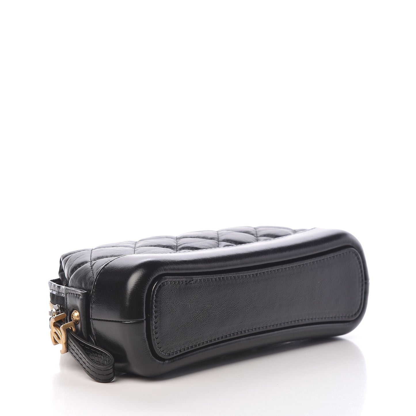 Aged Calfskin Quilted Gabrielle Cosmetic Case Black