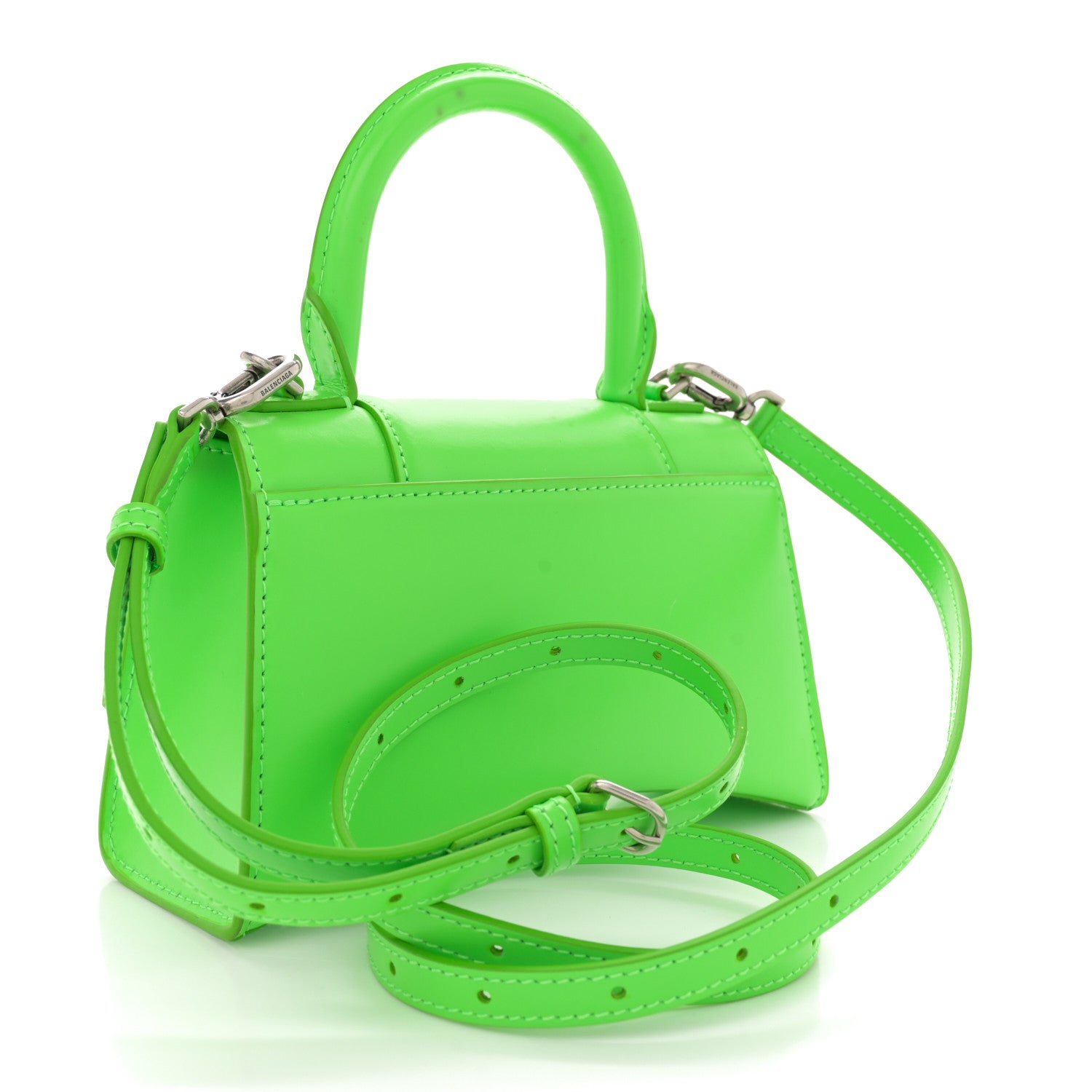 Balenciaga Shiny Box Calfskin Hourglass Top Handle Bag XS Acid Green 2 of 13