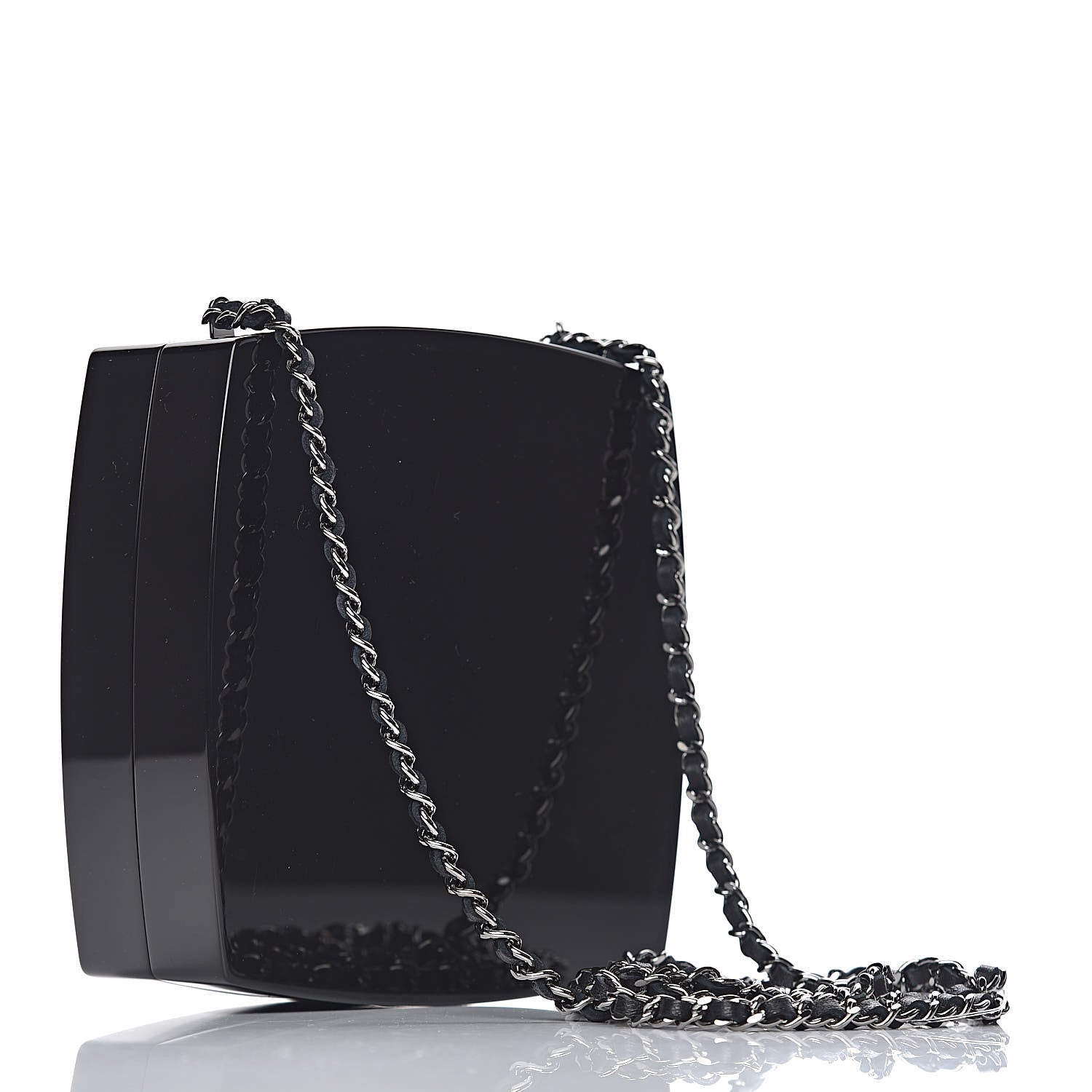 Chanel Plexiglass Compact Box Clutch Black Ivory 3 of 11