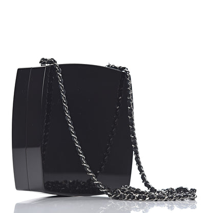 Chanel Plexiglass Compact Box Clutch Black Ivory 3 of 11