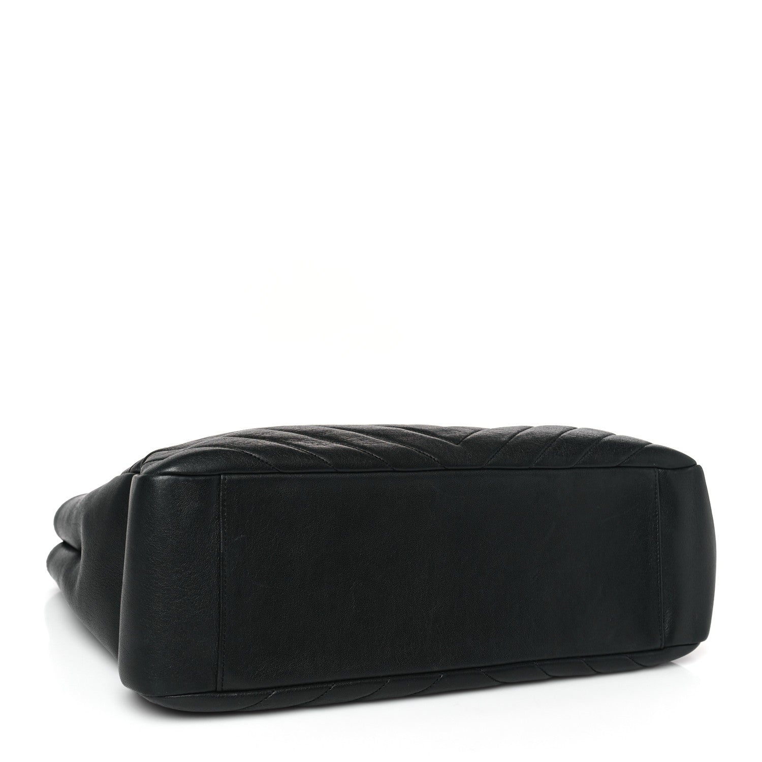 Saint Laurent Sheepskin Matelasse Chevron Large Monogram Shopping Bag Black 4 of 9