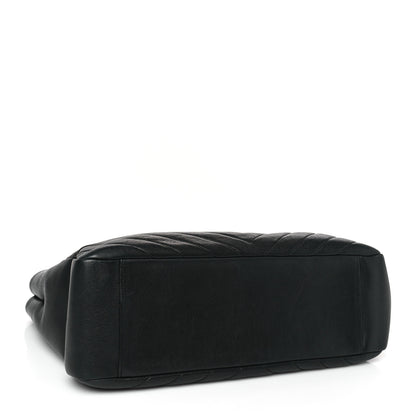 Saint Laurent Sheepskin Matelasse Chevron Large Monogram Shopping Bag Black 4 of 9