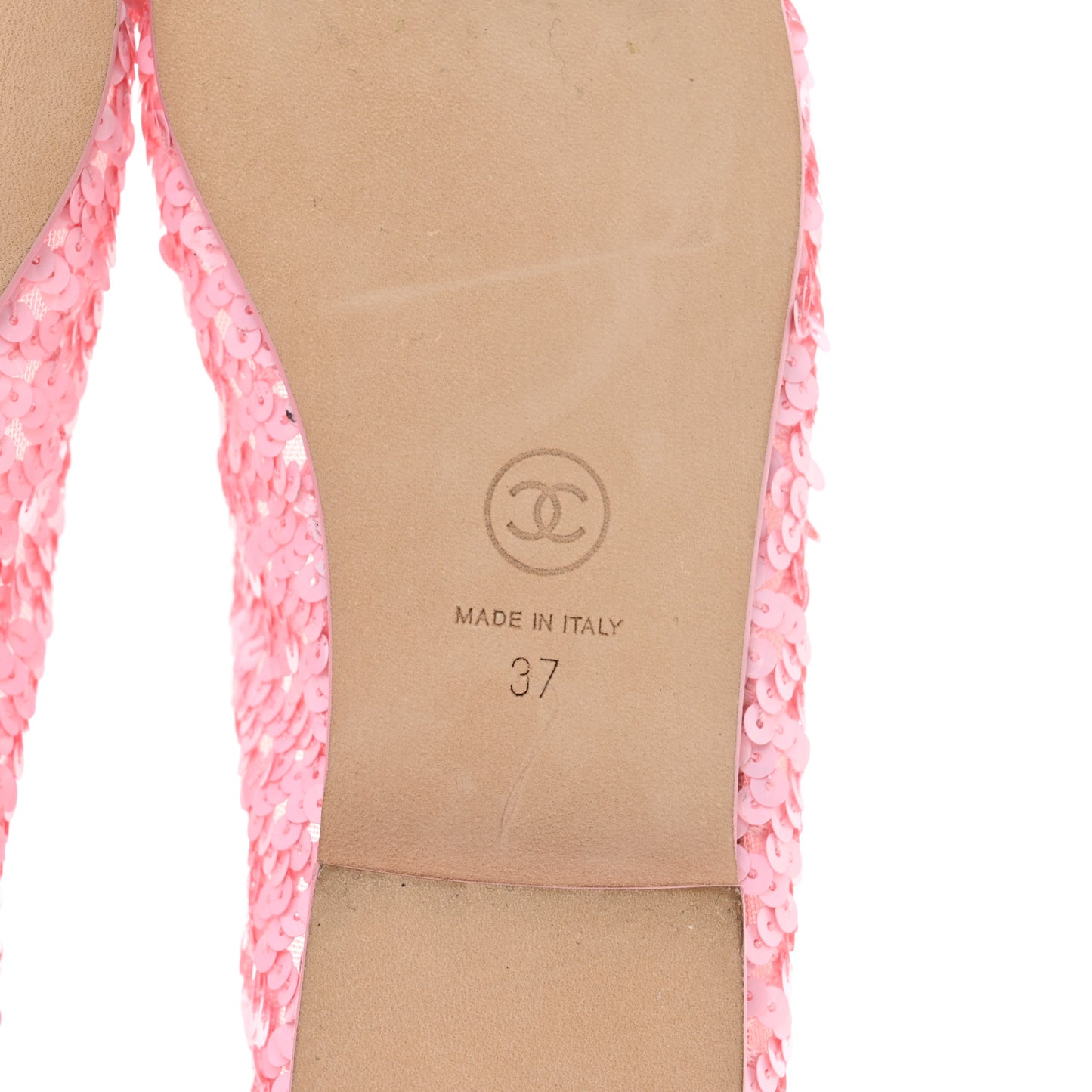 Sequins Satin Cap Toe CC Flat 37 Pink Black