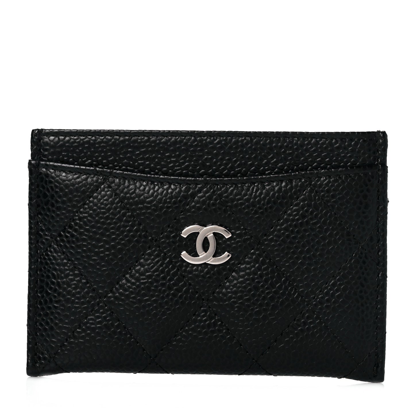 Caviar Quilted Card Holder Black