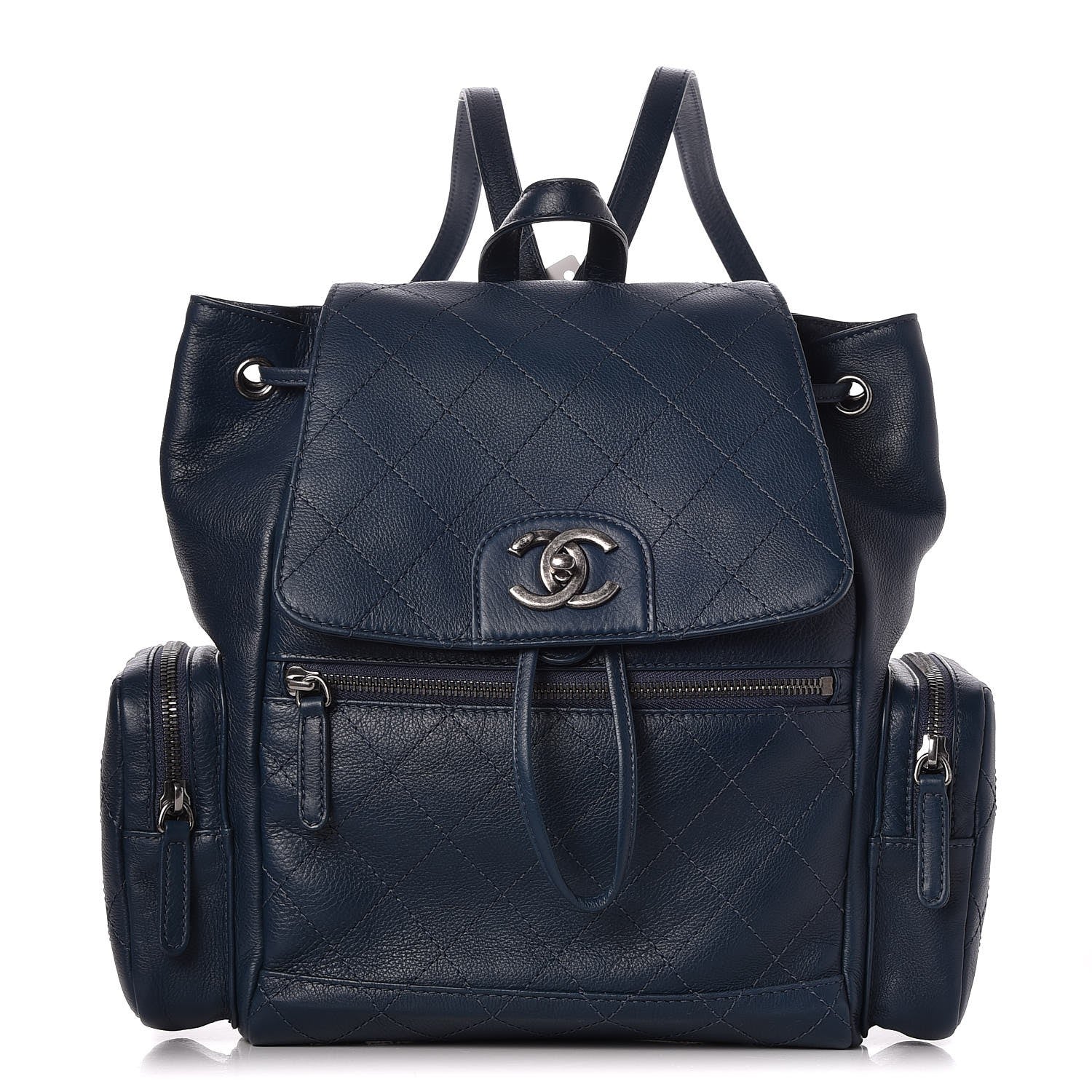 Chanel Grained Calfskin Pocket Backpack Dark Blue 1 of 8