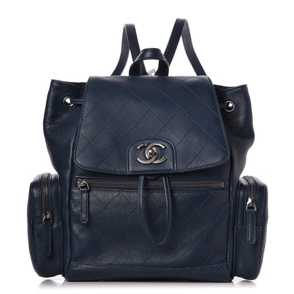 Chanel Grained Calfskin Pocket Backpack Dark Blue 1 of 8
