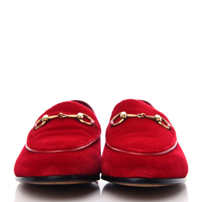 Gucci Velvet Horsebit Womens Jordaan Loafers 37 Hibiscus Red 2 of 12
