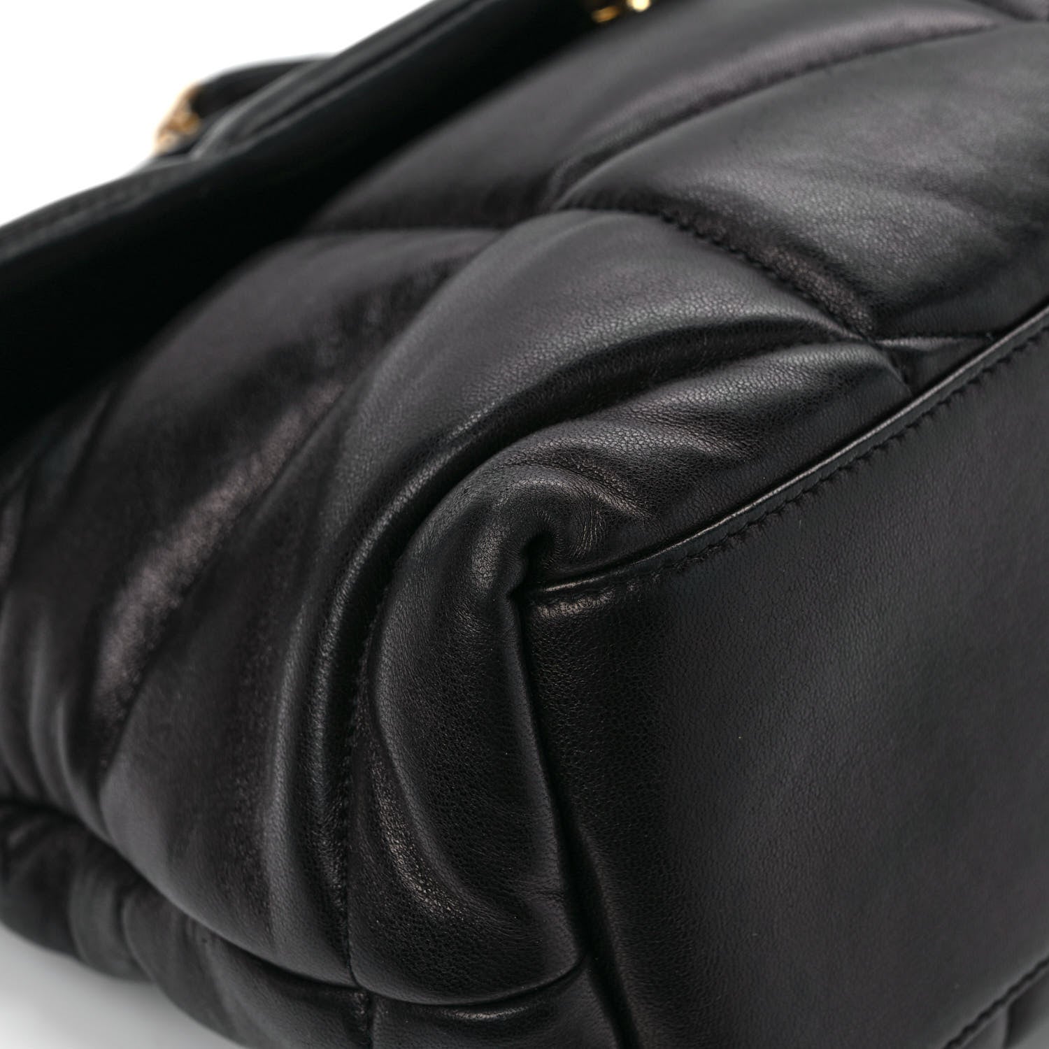 Saint Laurent Lambskin Quilted Medium Loulou Puffer Monogram Chain Satchel Black 9 of 12