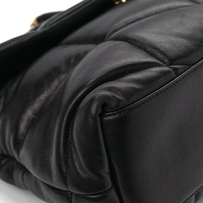 Saint Laurent Lambskin Quilted Medium Loulou Puffer Monogram Chain Satchel Black 9 of 12