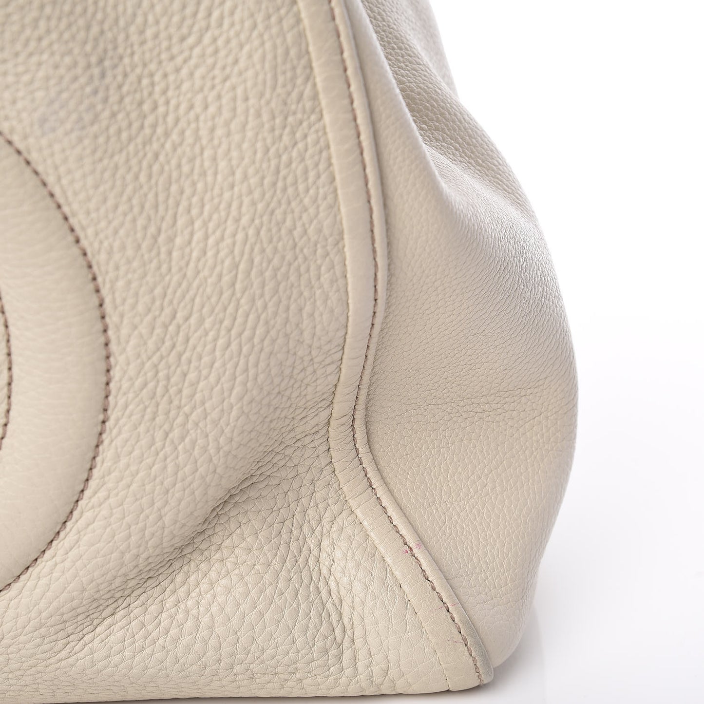 Pebbled Calfskin Medium Soho Shoulder Bag Off White