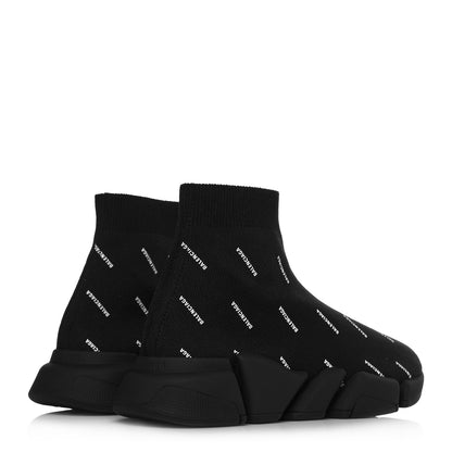 Balenciaga Technical 3D Recycled Knit Allover Logo Womens Speed 2.0 Sneakers 40 Monocolor Black White 4 of 9