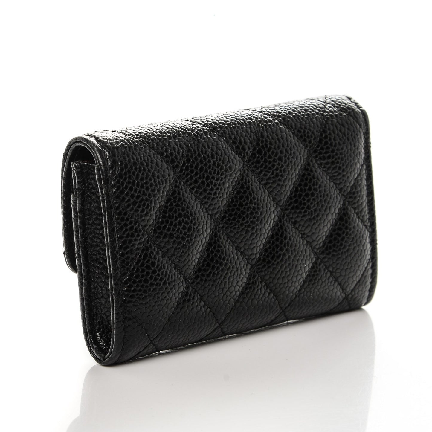 Caviar Quilted Flap Card Holder Black