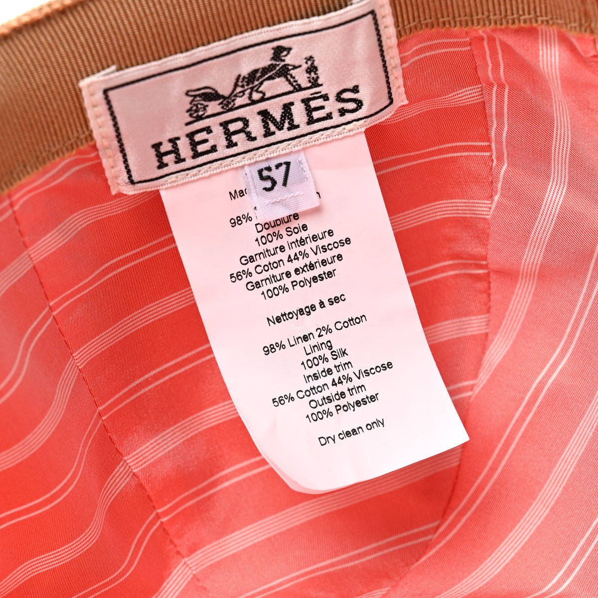 Hermes Linen Max H Ancre Cap 57 Beige Mastic 8 of 8