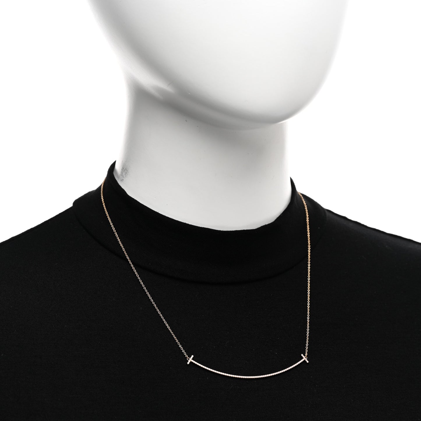 18K Rose Gold Diamond Large T Smile Pendant Necklace