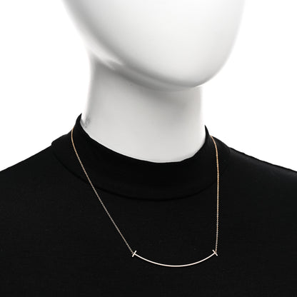Tiffany 18K Rose Gold Diamond Large T Smile Pendant Necklace 2 of 5