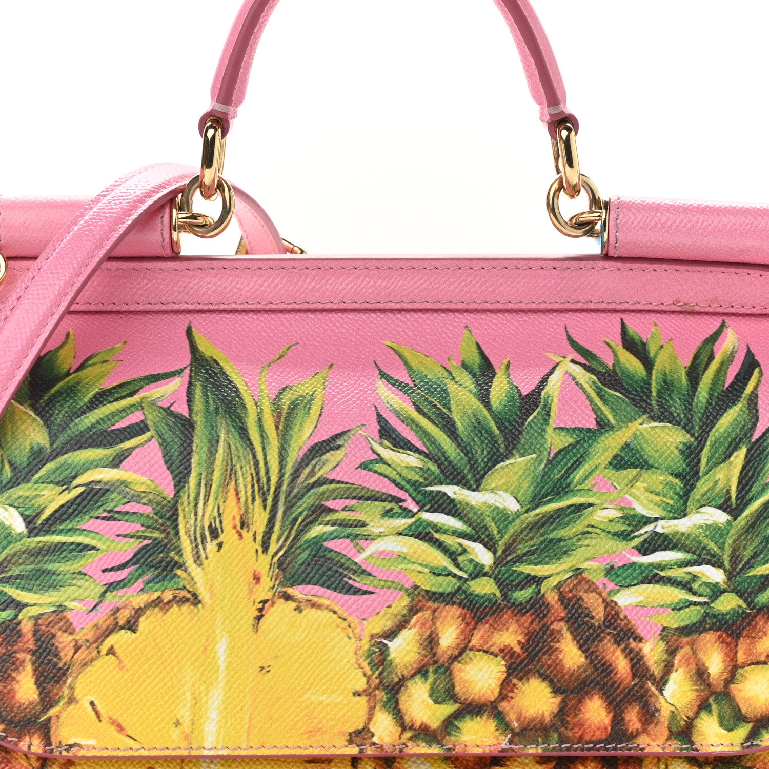 Dolce & Gabbana Dauphine Pineapple Print Medium Miss Sicily Satchel Rosa 7 of 13