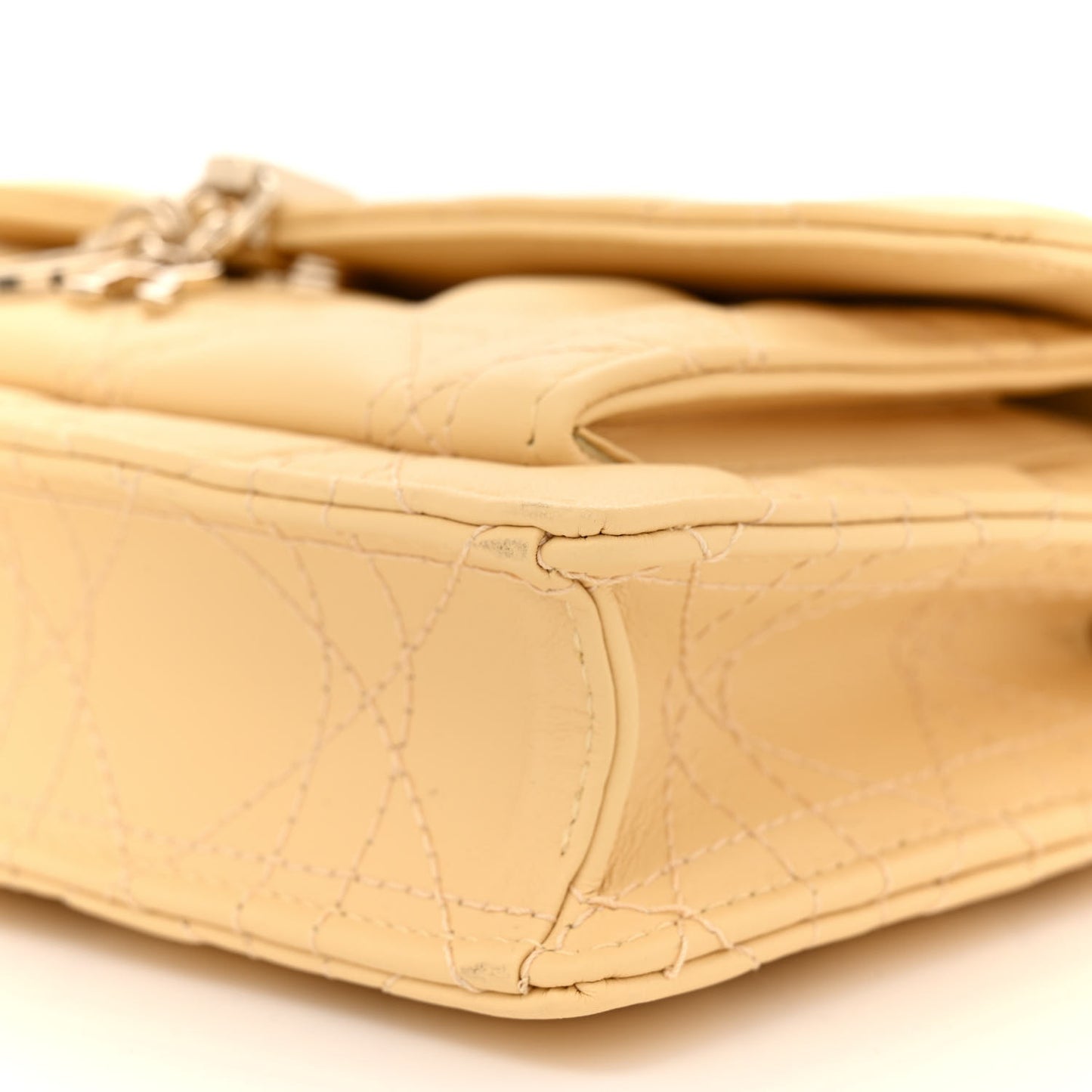 Lambskin Cannage Lady Dior Chain Pouch Latte