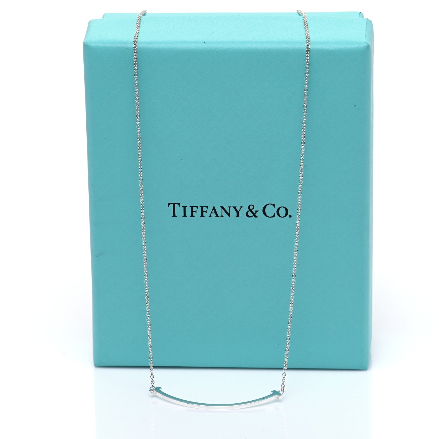 Tiffany Sterling Silver Small T Smile Pendant Necklace 5 of 5