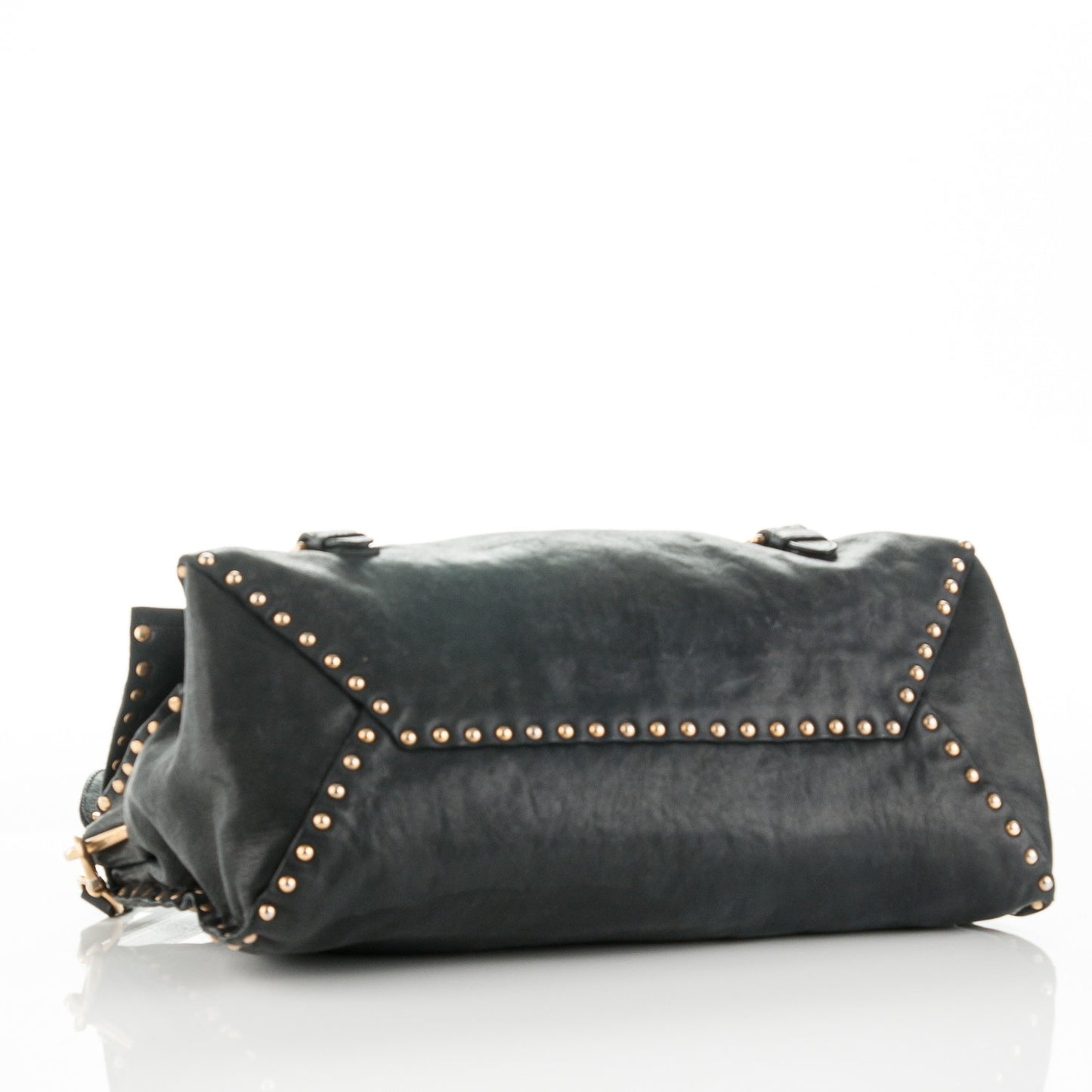 Nappa Studded Aviator Satchel Blue