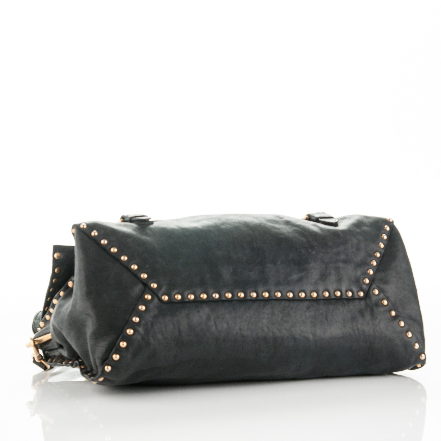 Prada Nappa Studded Aviator Satchel Blue 5 of 10