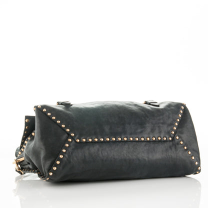 Prada Nappa Studded Aviator Satchel Blue 5 of 10