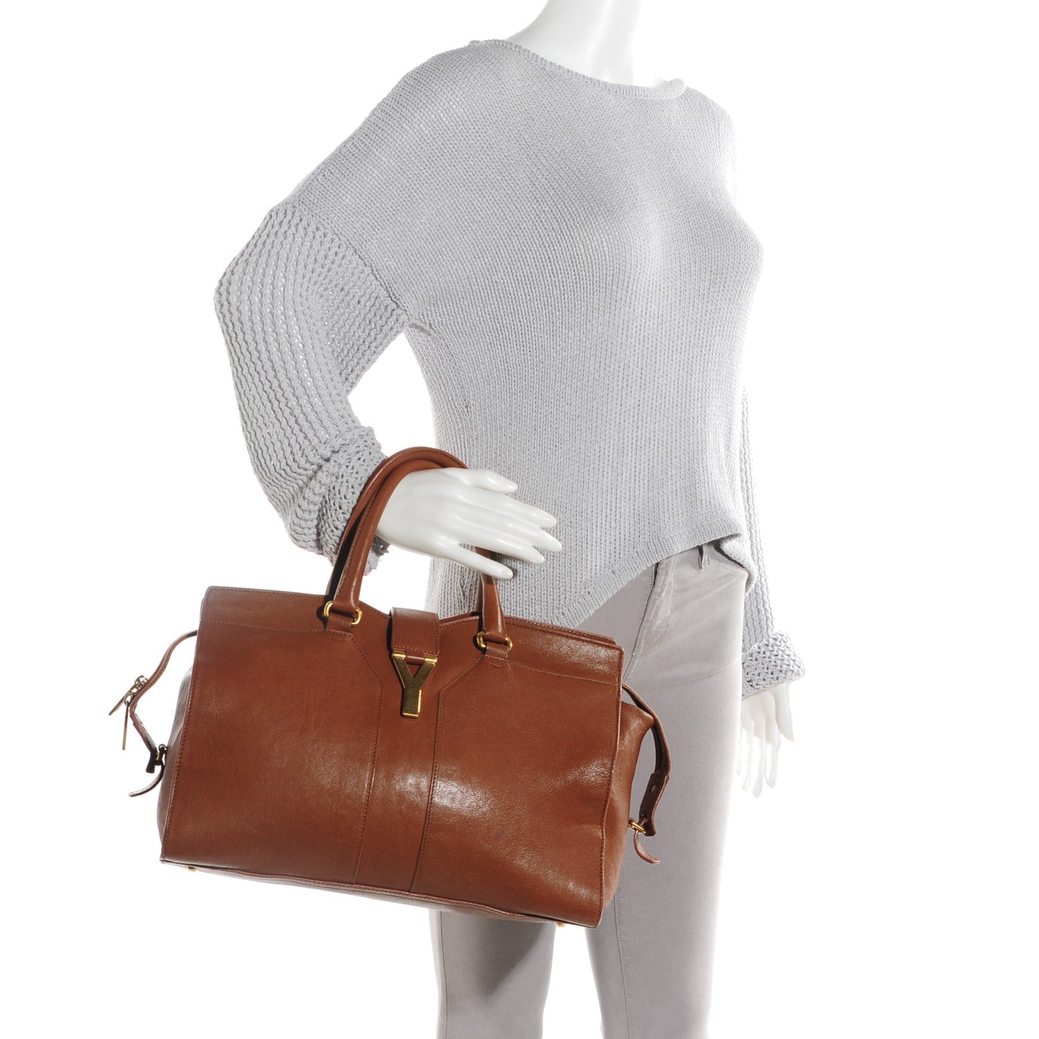 Saint Laurent Sheepskin Medium Cabas ChYc Bag Whiskey 2 of 7