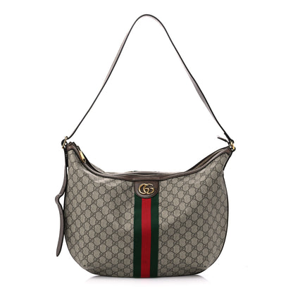 Gucci GG Supreme Monogram Web Ophidia Half Moon Hobo Brown 1 of 14