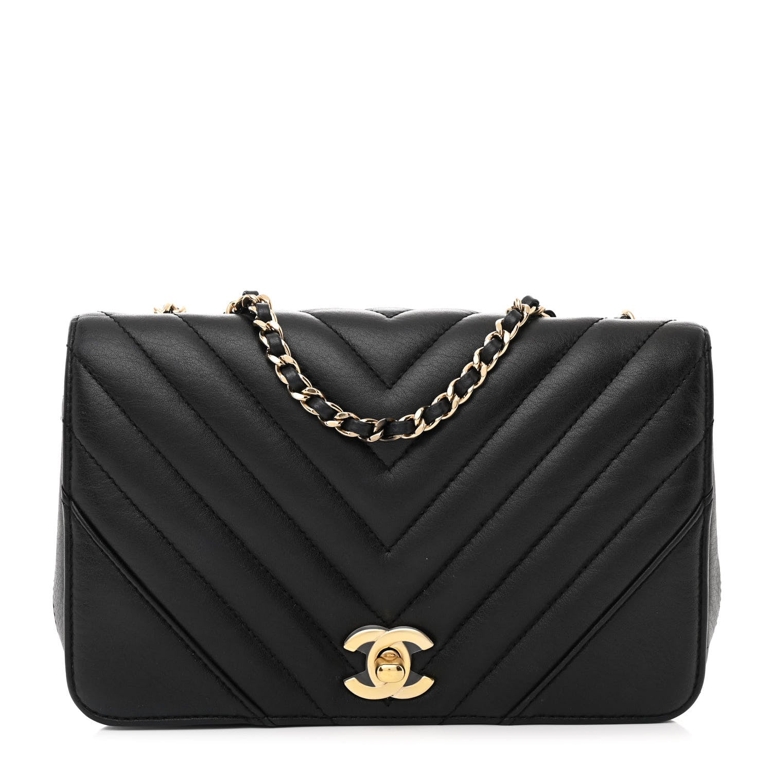 Chanel Calfskin Chevron Quilted Mini Statement Flap Black 1 of 11
