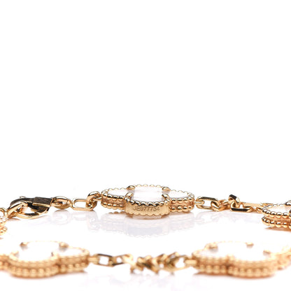 Van Cleef & Arpels 18K Yellow Gold Mother of Pearl 5 Motifs Vintage Alhambra Bracelet 6 of 6