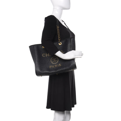 Chanel Woven Straw Raffia Small Deauville Tote Black 2 of 10