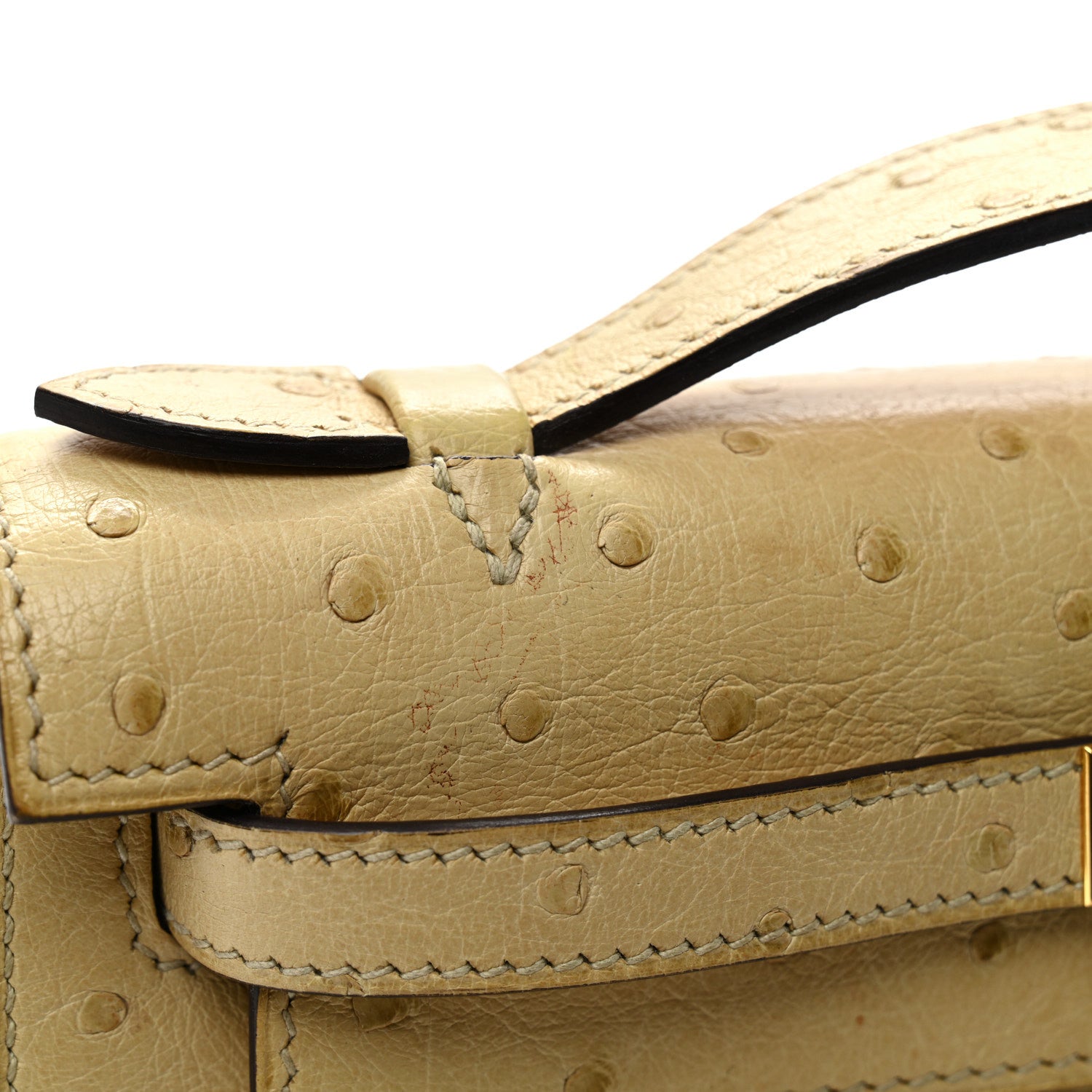 Hermes Ostrich Kelly Pochette Clutch Parchemin 11 of 12