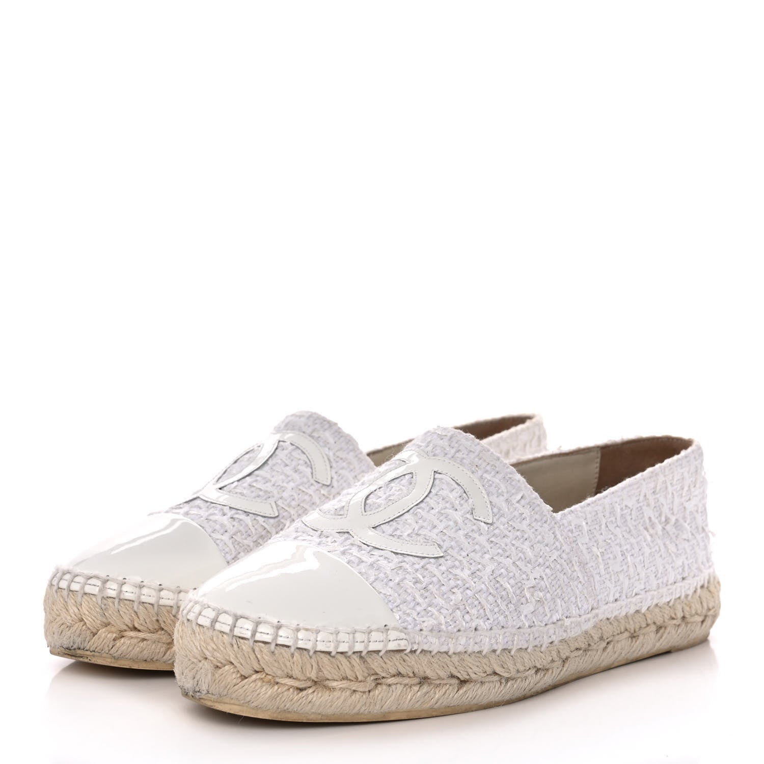 Chanel Tweed Patent CC Espadrilles 36 White 3 of 11