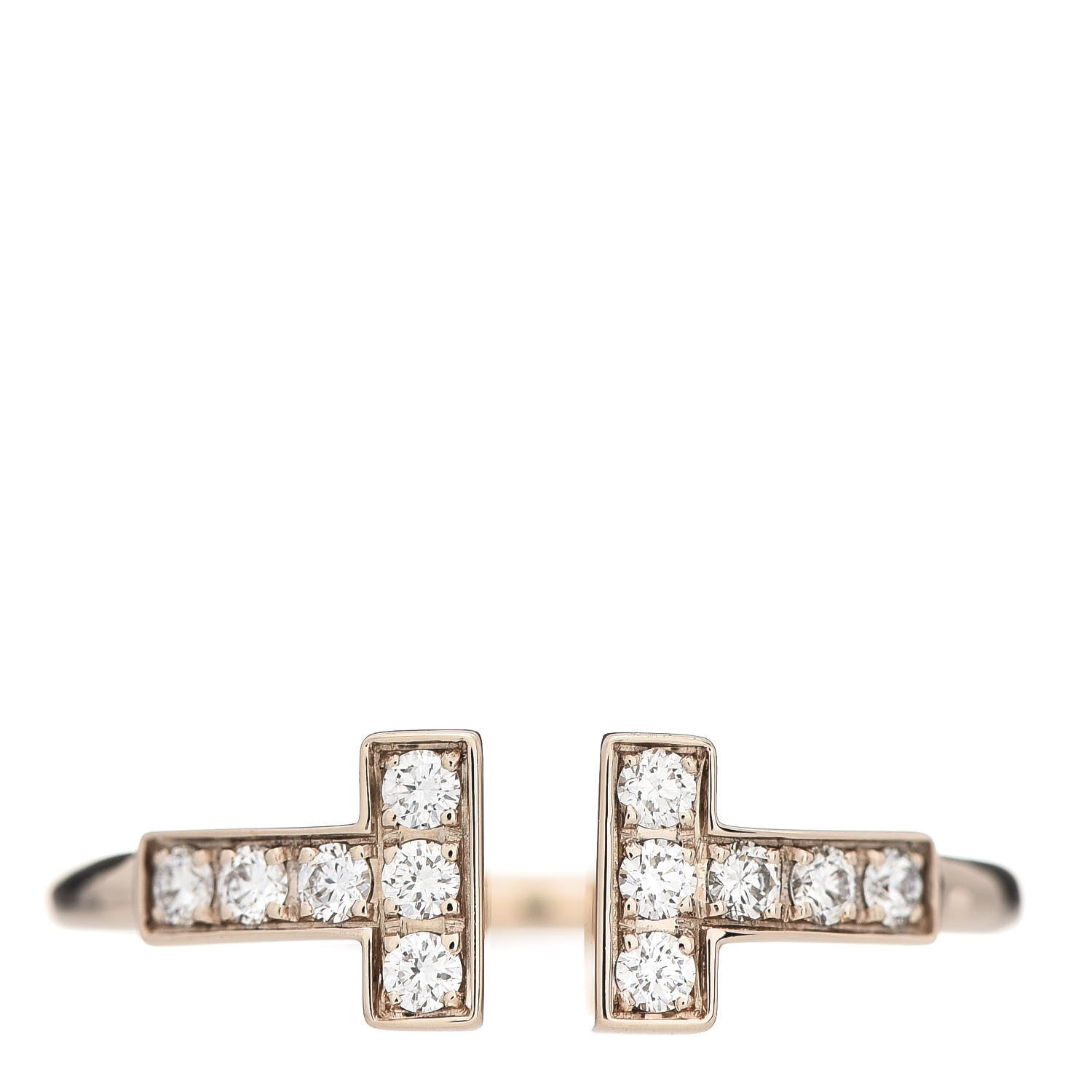 Tiffany 18K Rose Gold Diamond T Wire Ring 49 5 1 of 6