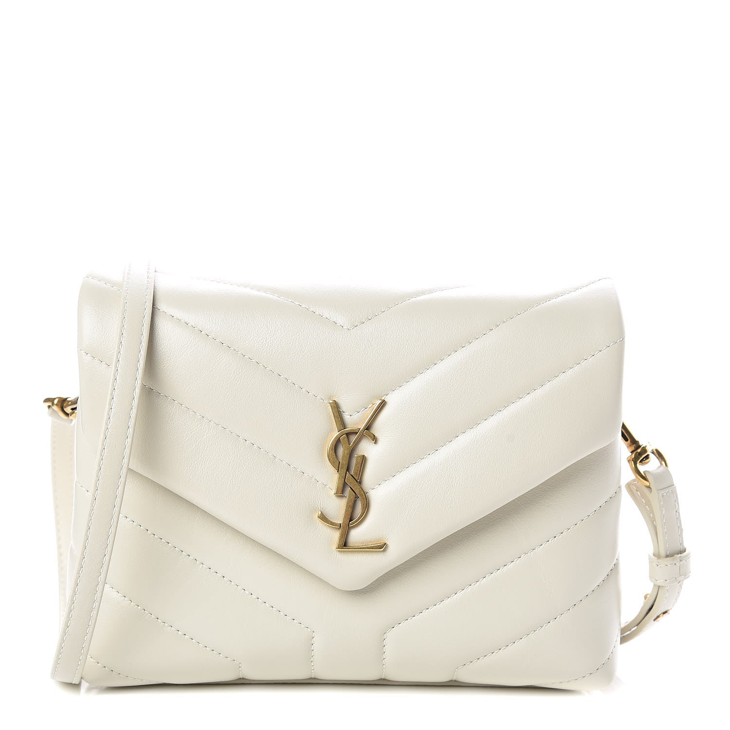 Saint Laurent Calfskin Y Quilted Monogram Toy Loulou Crossbody Bag Crema Soft 1 of 8