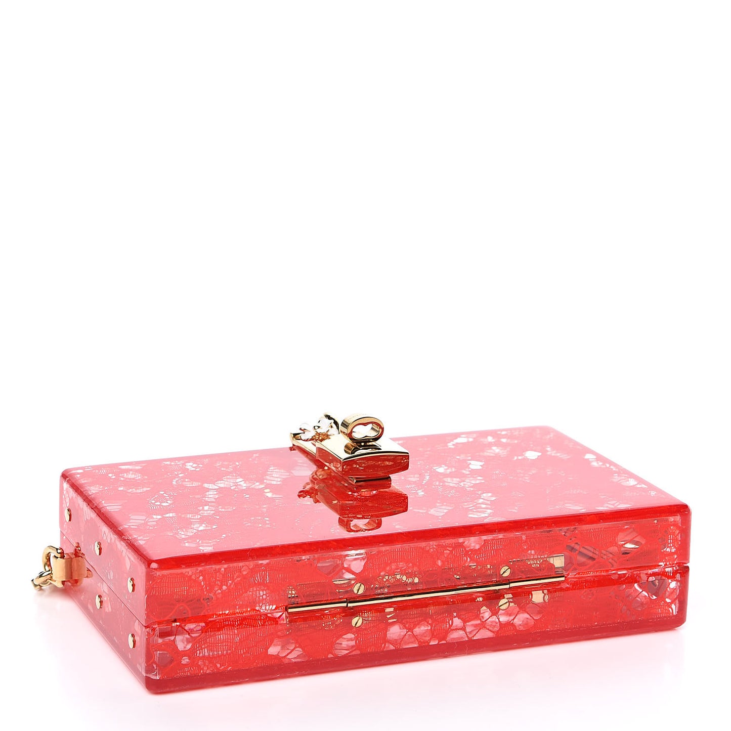 Plexiglass Lace Dolce Box Clutch Red