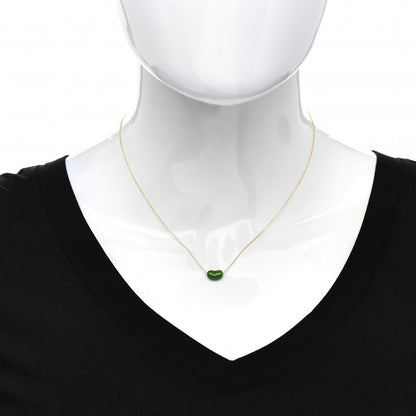 Tiffany 18K Yellow Gold Green Jade 9mm Elsa Peretti Bean Pendant Necklace 2 of 5