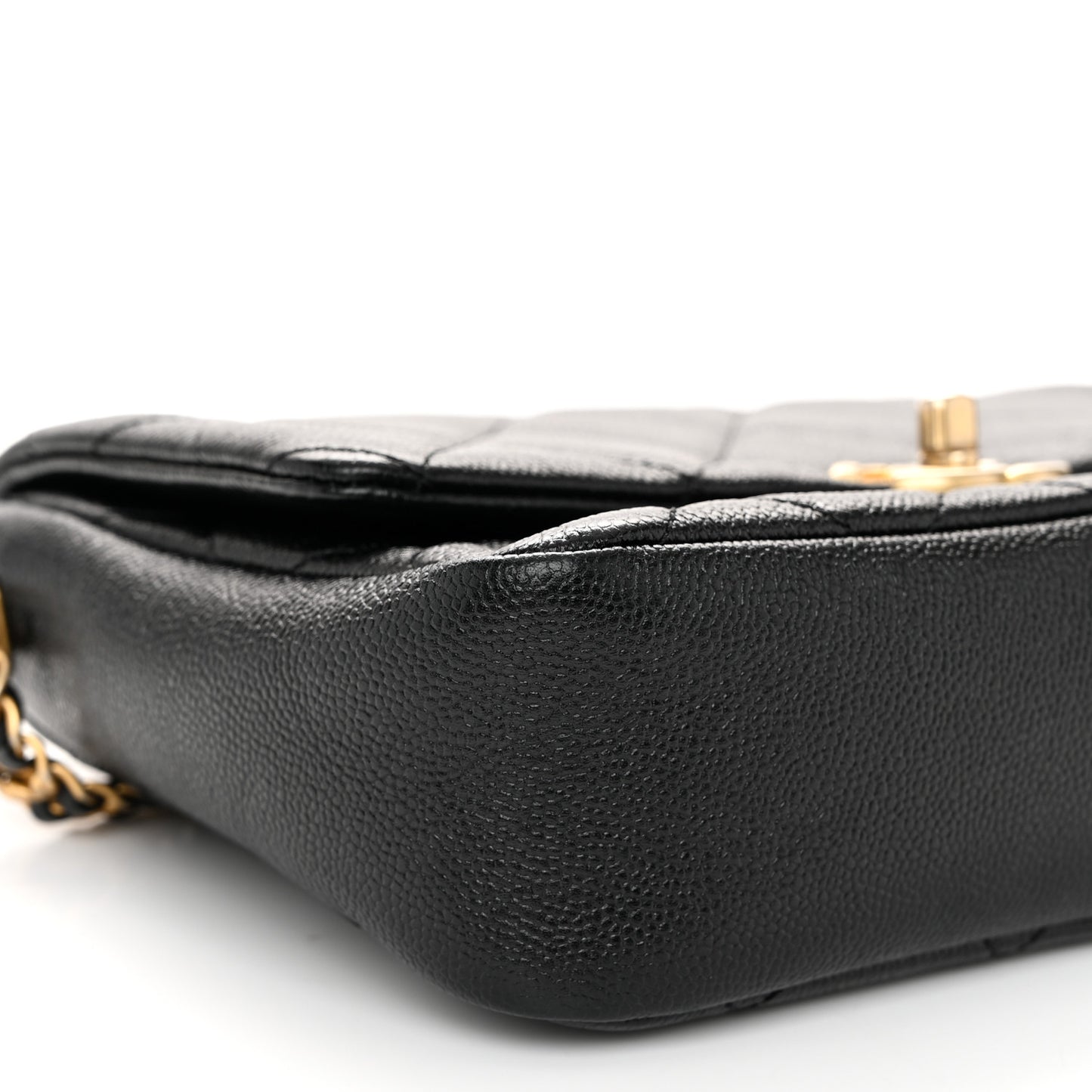 Shiny Caviar Quilted Small Chain Melody Flap Black