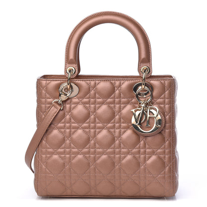 Christian Dior Metallic Lambskin Cannage Medium Lady Dior Bronze 1 of 11