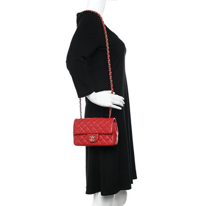 Chanel Lambskin Quilted Mini Rectangular Flap Red 2 of 12