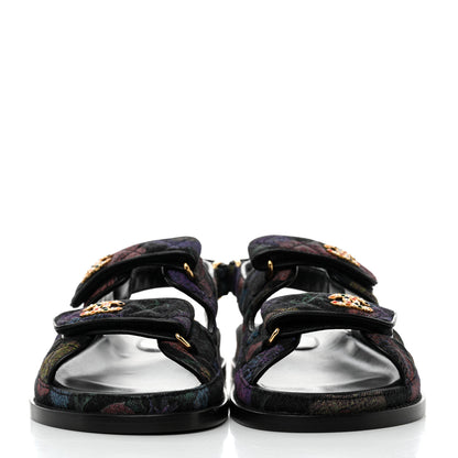 Chanel Denim Quilted Dad Sandals 38 Black Multicolor 2 of 9