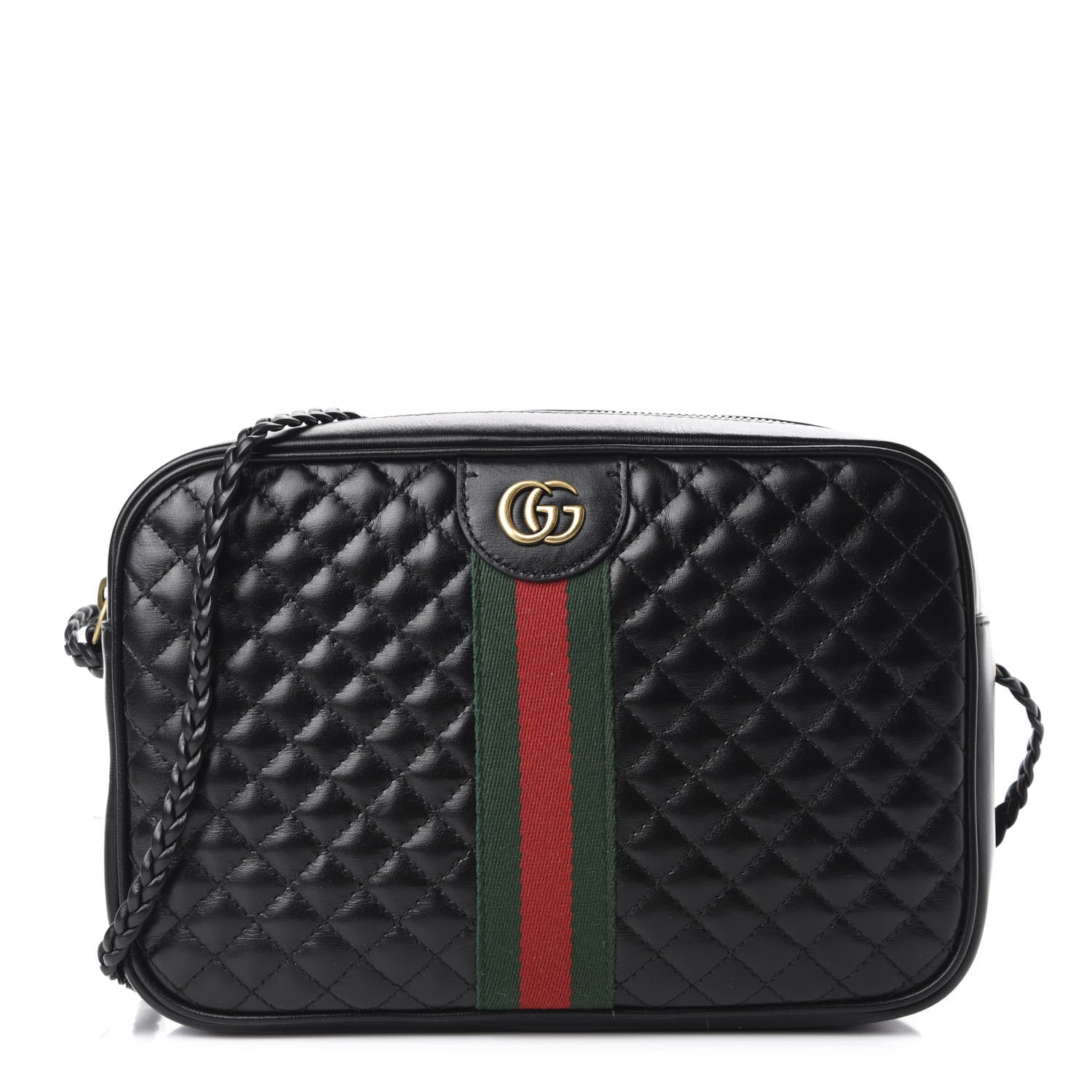 Gucci Calfskin Web Trapuntata Small GG Shoulder Bag Black 1 of 11