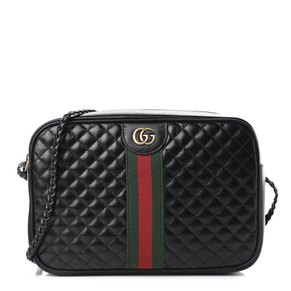 Gucci Calfskin Web Trapuntata Small GG Shoulder Bag Black 1 of 11