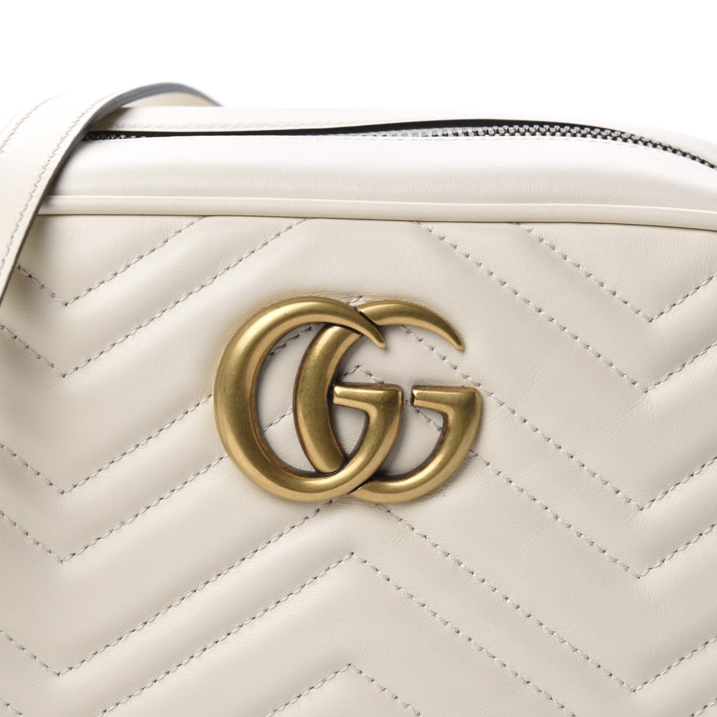 Calfskin Matelasse Small GG Marmont Chain Shoulder Bag White