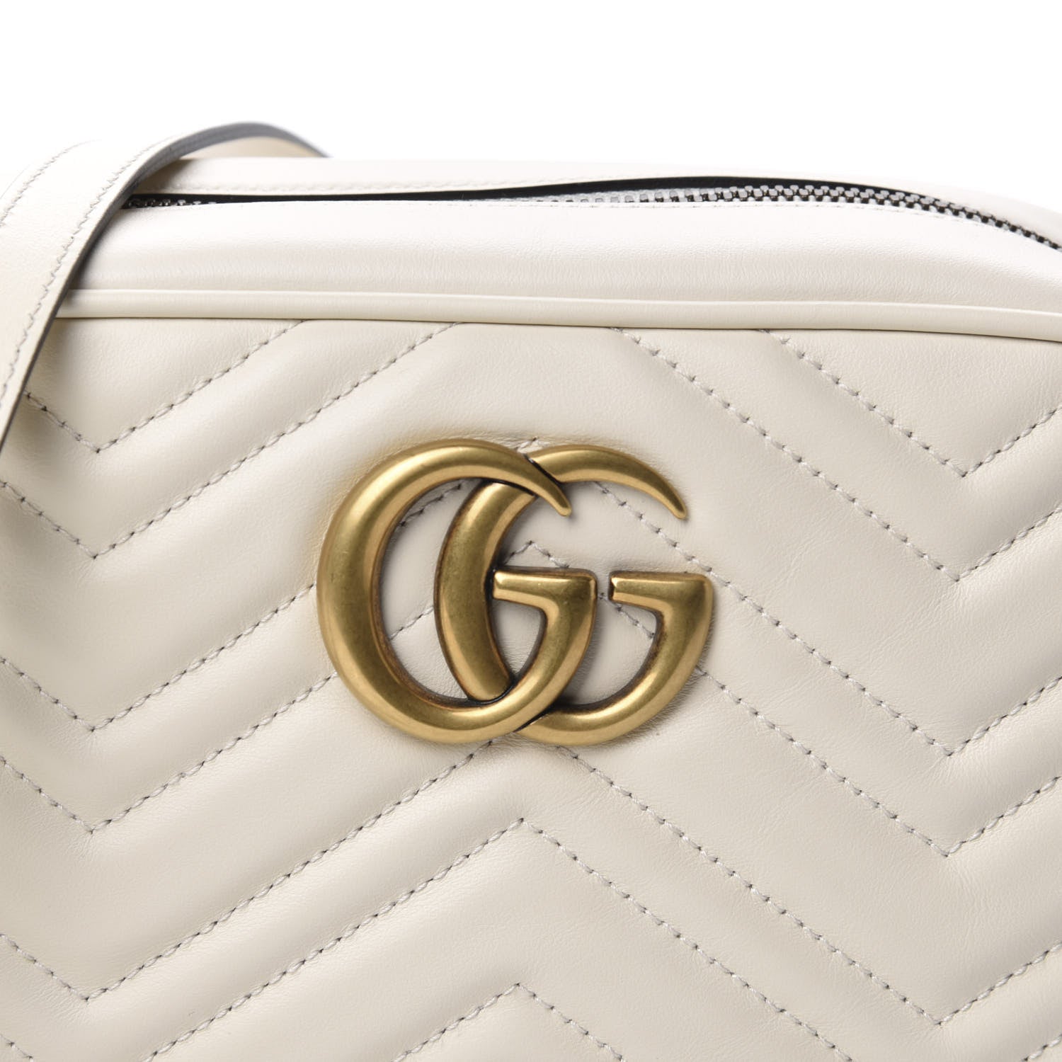 Gucci Calfskin Matelasse Small GG Marmont Chain Shoulder Bag White 10 of 10