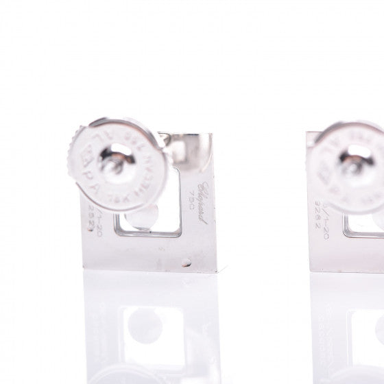 18K White Gold Diamond Ruby Happy Diamonds Square Earrings