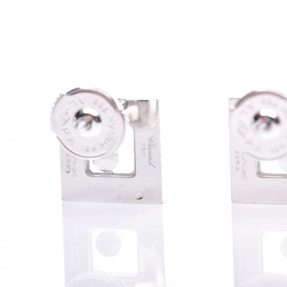 Chopard 18K White Gold Diamond Ruby Happy Diamonds Square Earrings 4 of 5
