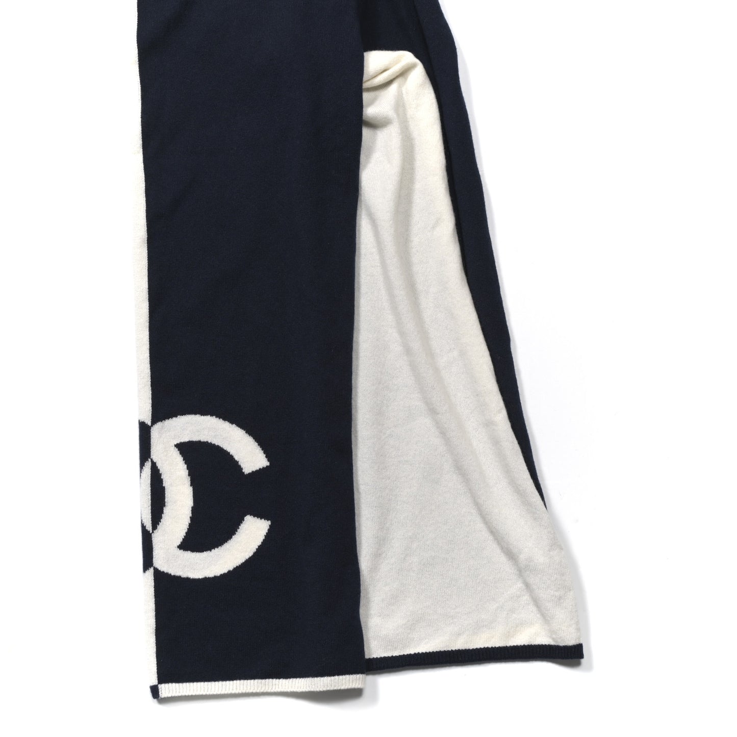 Cashmere CC Stole Navy Ivory